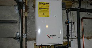 a recently installed tankless water heater